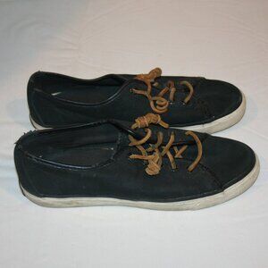 SPERRY Top-Sider Black Leather Sneaker 8.5M STS95549 Womens Lace Up Casual Shoe